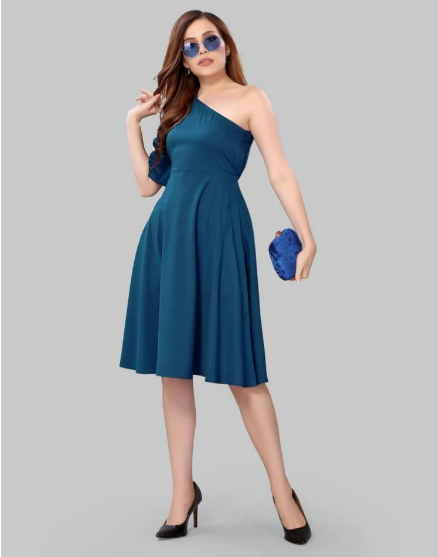 Maroon Chiffon One Shoulder Dress - Image 9