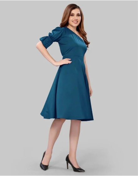 Maroon Chiffon One Shoulder Dress - Image 6