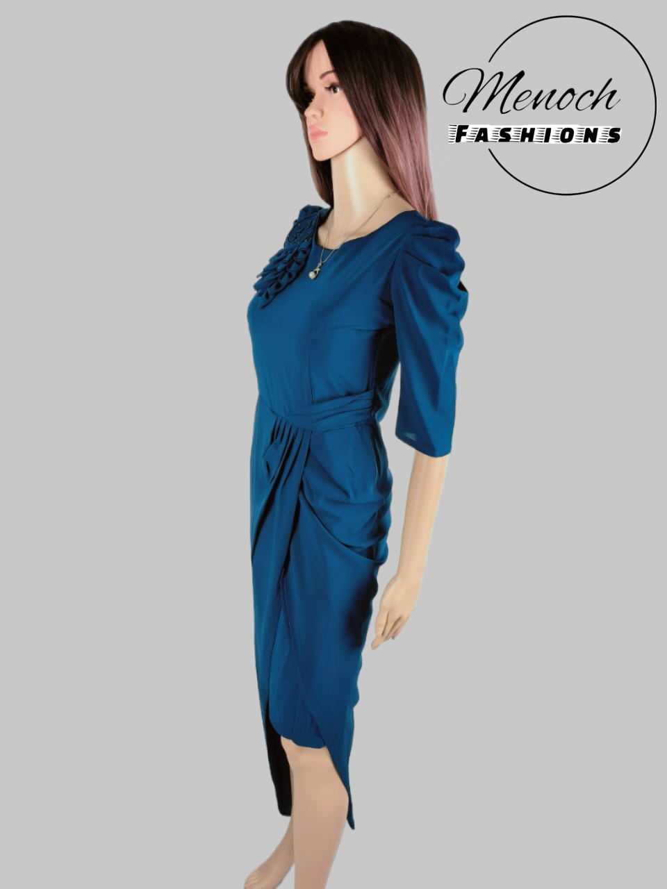 Front Short Back Long Teal Color Semi Gown - Image 3