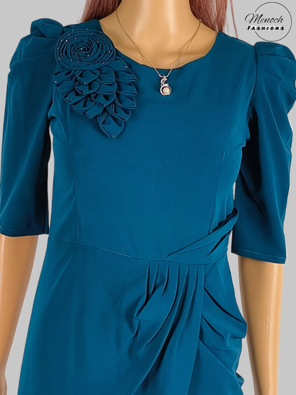 Front Short Back Long Teal Color Semi Gown - Image 2