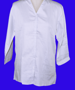White Shirt with Blue Dots