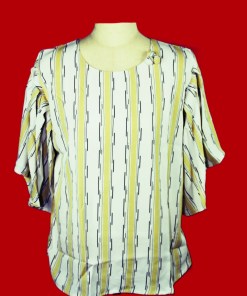 Yellow and White Stripped Top with Flared Sleeves