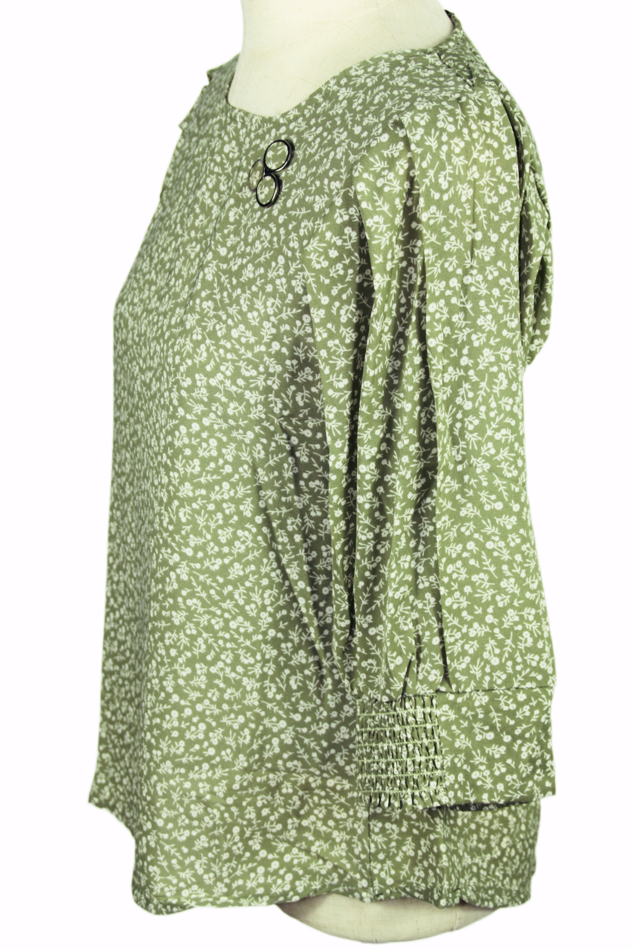 Green Printed Balloon Sleeves Top - Image 2