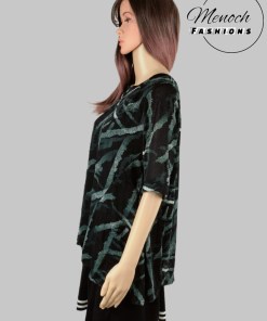 Green and Black Printed Top with Attached Chain