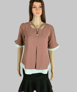 Light Brown Top with Double Frills Sleeves
