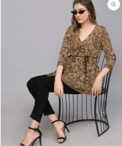 Brown Casual Printed Top
