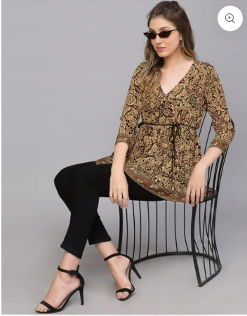 Brown Casual Printed Top