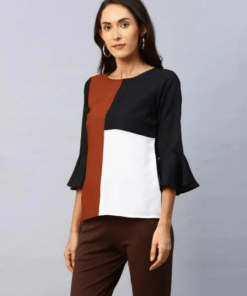 Creative Black Colored Dyed Crepe Top