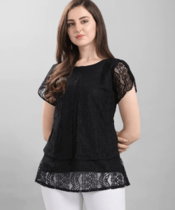 Fab Black Colored Net Russell Net Partywear Top
