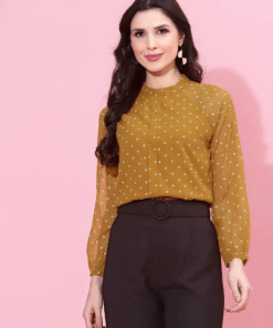 Mustard Yellow Raglan Sleeve Formal Top