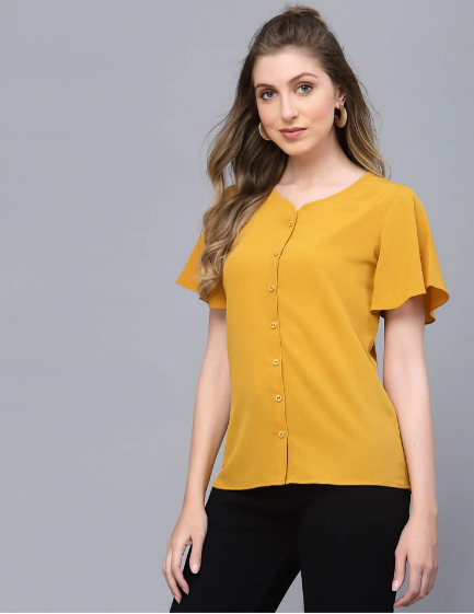 Mustard Flared Sleeves Top - Image 3