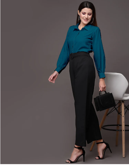 Purple Polyester Blend Woven Long Sleeve Shirt - Image 11