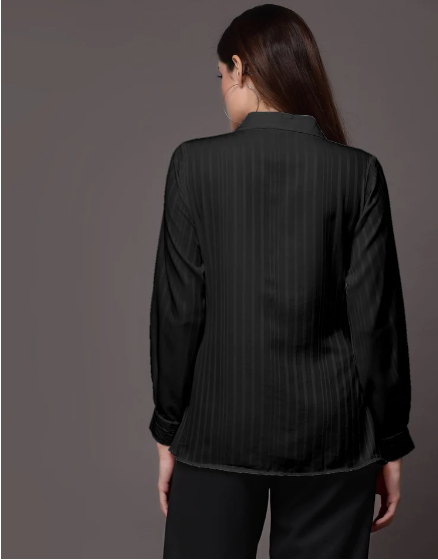 Purple Polyester Blend Woven Long Sleeve Shirt - Image 10