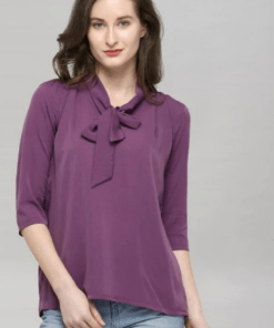 Purple Colored Plain Crepe Top