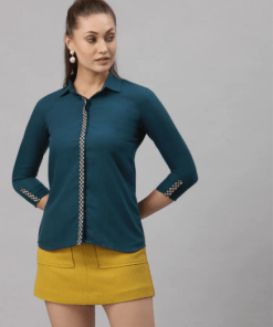 Teal Embroidered Top