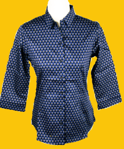 Navy Blue Printed Shirt with Half Sleeves