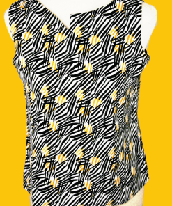 Yellow and Black Printed Sleeveless Top
