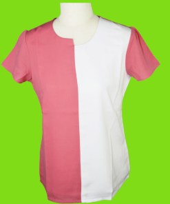 Peach and White Short Sleeves Top