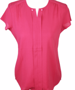 Dark Pink Crepe Top with Short Cap Sleeves