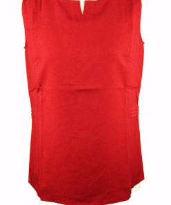 Red Sleeveless Top with Cut Neck