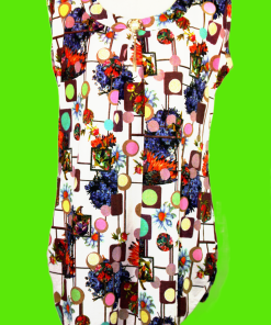 Multi-Colored Printed Stretch Material Top