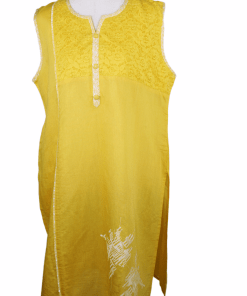 Yellow Color Cotton Kurti with Lace
