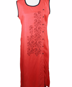 Orange Kurti with Blue Pipping