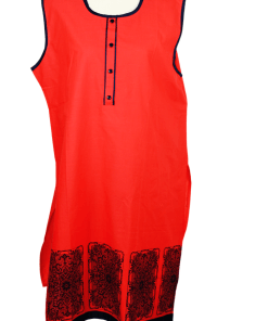 Orange Kurti with Blue Pipping