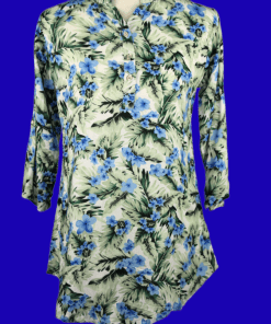 Green and Blue Floral Printed Top
