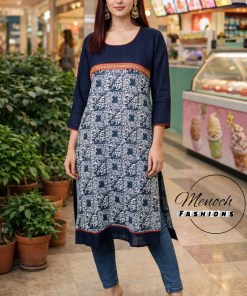 Dark Blue Printed Kurti