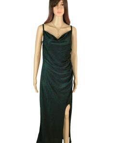 Green Strap Gown with Front Slit