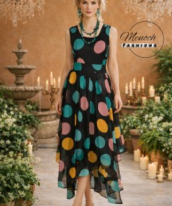 Black Sleeveless Dress with Polka Dots