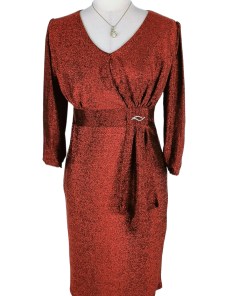 Red Long Sleeve Stretch Dress