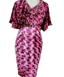 Pink Shaded Velvet Dress with Flare Sleeves