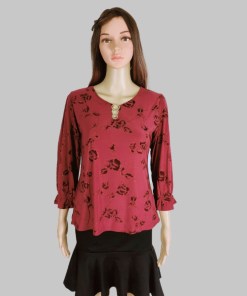 Red Top with Rose Prints